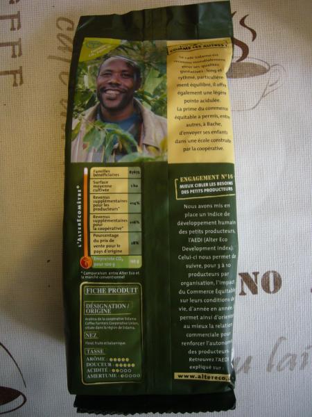 Alter Eco - Pur arabica Ethoipie moulu 250g - back